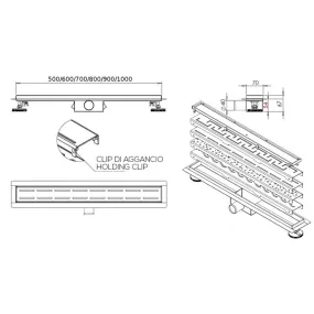  Duschrinne FLAT aus Edelstahl 50 - 60 - 70 - 80 - 90 - 100