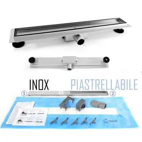 Canaletta doccia piastrellabile scarico doccia filopavimento reversibile in acciaio INOX canalina doccia pavimento