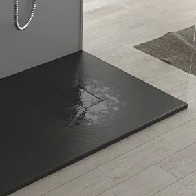 GLASSTONE Ultraslim Duschwanne aus SMC mit Schieferstein-Effekt - Farbe Anthrazit