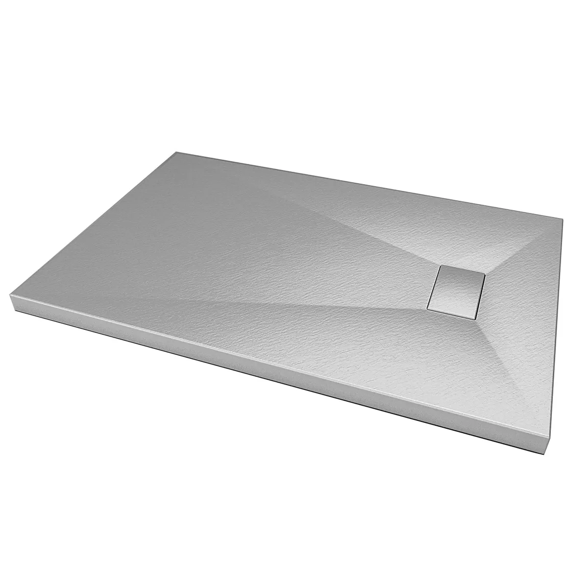 GLASSTONE Ultraflache Duschwanne aus SMC mit Schieferstein-Effekt – hellgraue Farbe