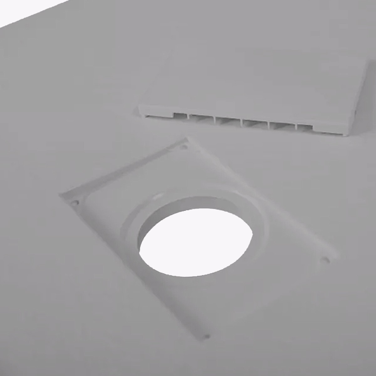 GLASSTONE Ultraflache Duschwanne aus SMC mit Schieferstein-Effekt – hellgraue Farbe