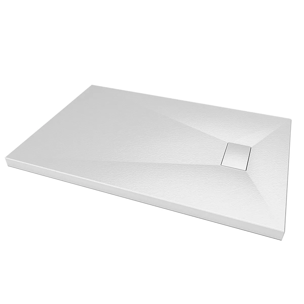 GLASSTONE Ultraflache Duschwanne in SMC-Steineffektfarbe Weiß