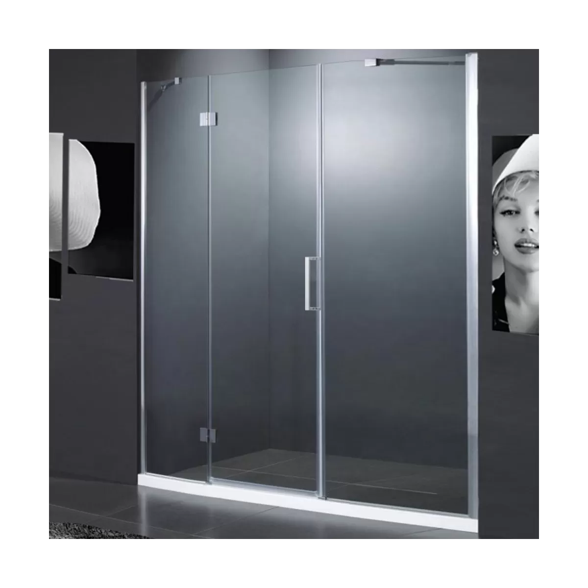 Paroi de douche battante EXTRA LARGE 8mm Transparent Anti-calcaire