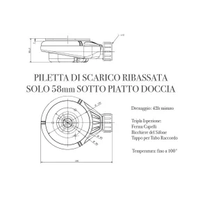 Piatto Doccia Mineralmarmo Griglia Laterale Nero Unique