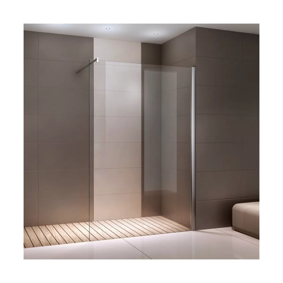 Paroi de Douche Anticalcaire Walk-in en Verre Transparent 8mm - SUPREME - 80 - 90 - 100 - 110 - 120cm