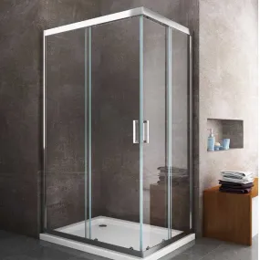 Doppelschiebetür-Duschkabine PERLA transparentes Antikalkglas - 6mm