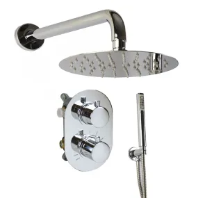 Set Doccia Incasso con Soffione tondo con braccio, Miscelatore Termostatico e Doccetta con flessibile