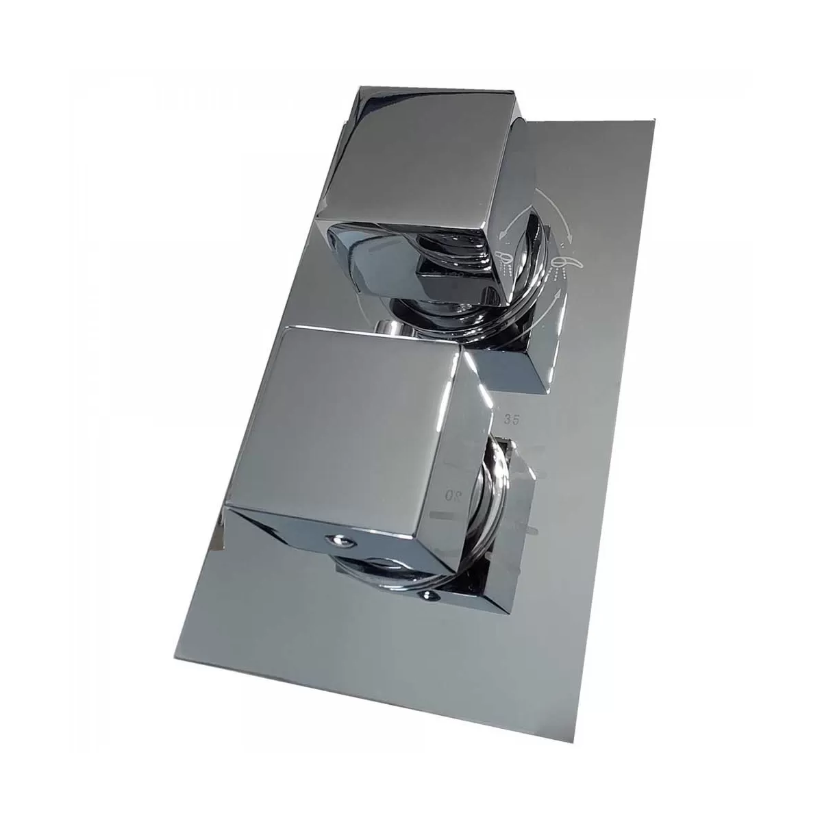 Set de douche encastrable avec pomme de douche carrée, bras, mitigeur thermostatique et douchette avec flexible