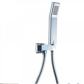 Eingebautes Duschset mit quadratischem Duschkopf, Arm, Thermostatmischer und Handbrause mit flexiblem Schlauch