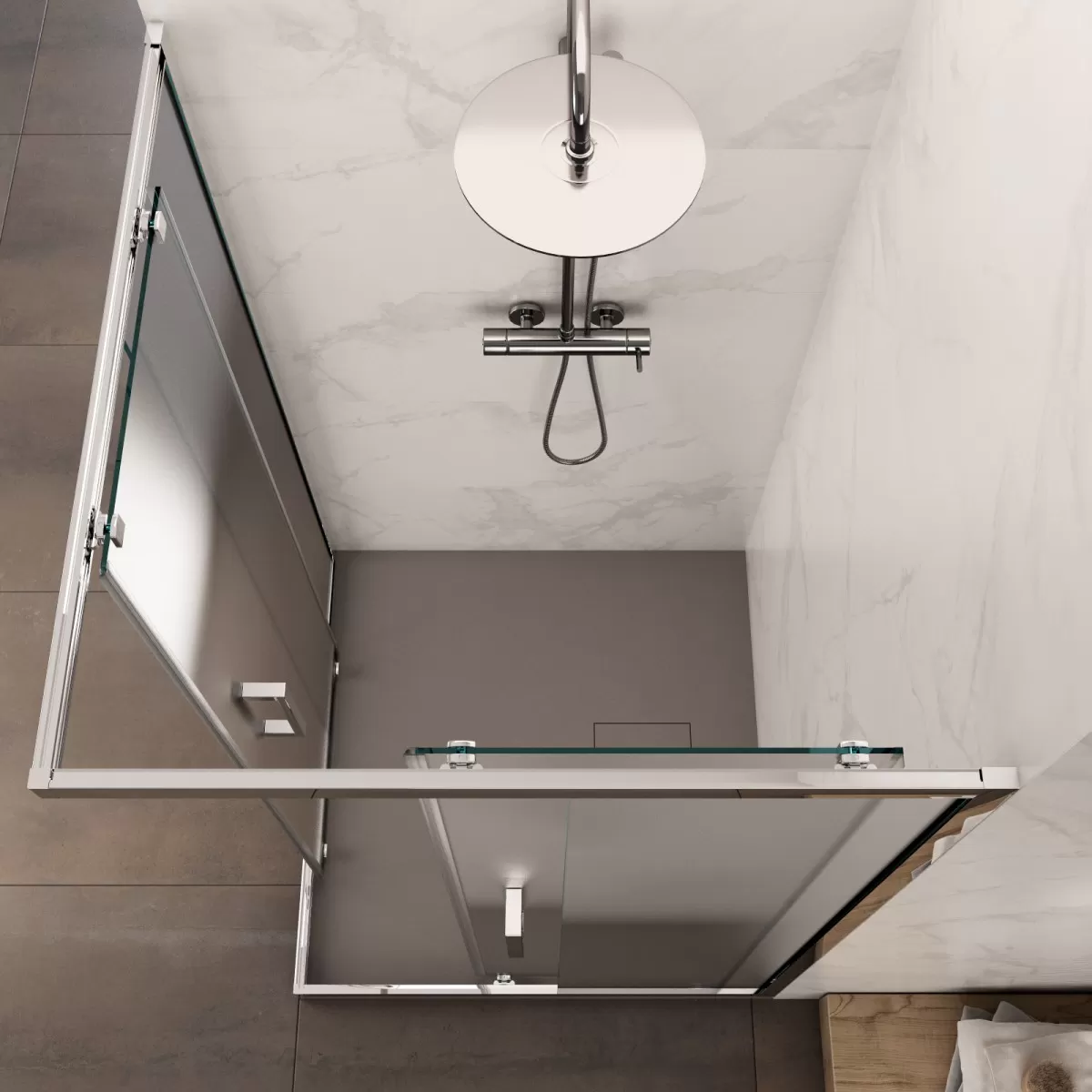 Doppelschiebetür-Duschabtrennung 6 mm Antikalk-Satin-Kristall H195 cm Xena