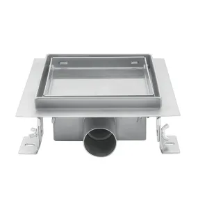 Caniveau de douche réversible à carreler en acier inoxydable SQUARE | 15x15