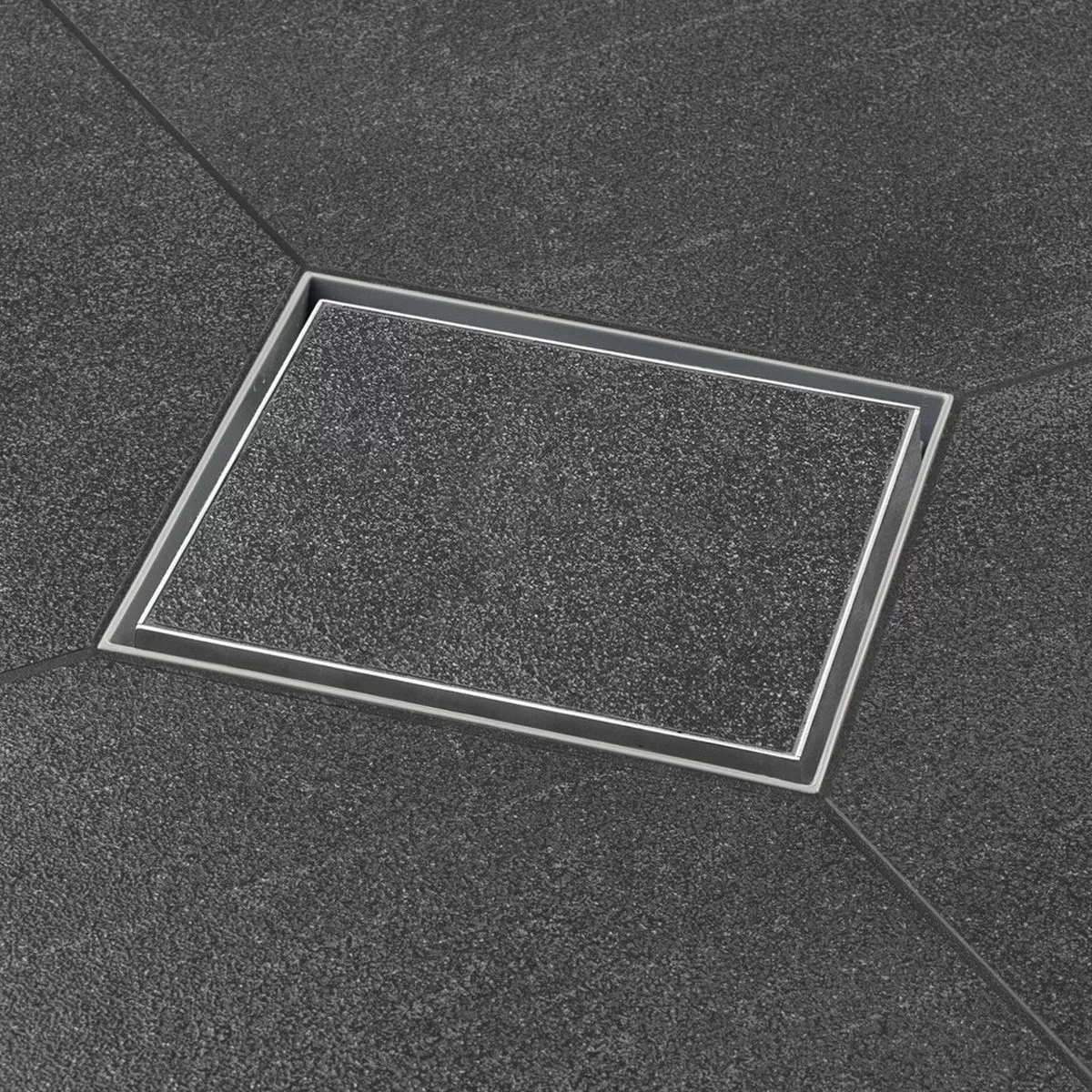 Canaletta scarico doccia QUADRATA reversibile piastrellabile in acciaio INOX | 15x15