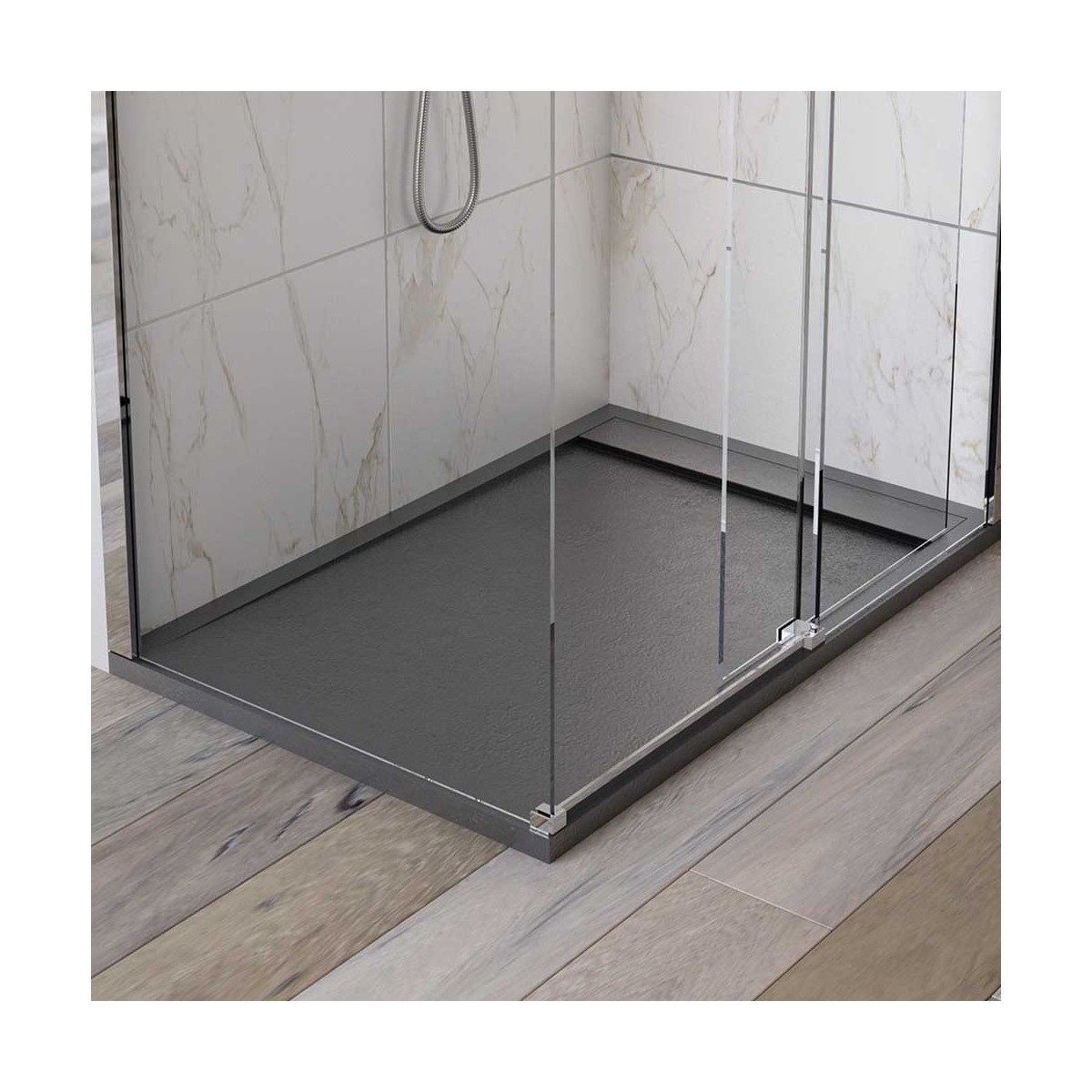 Cabine de douche porte coulissante 8mm verre anticalcaire transparent | Dolomie