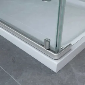 cabine de douche en verre avec héros d'ouverture à charnière interne et externe