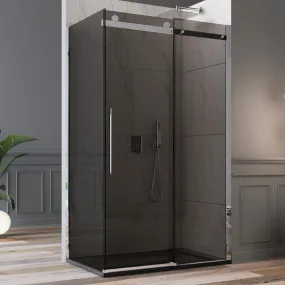 Cabine de douche avec porte coulissante, verre anticalcaire fumé de 8 mm avec fermeture magnétique