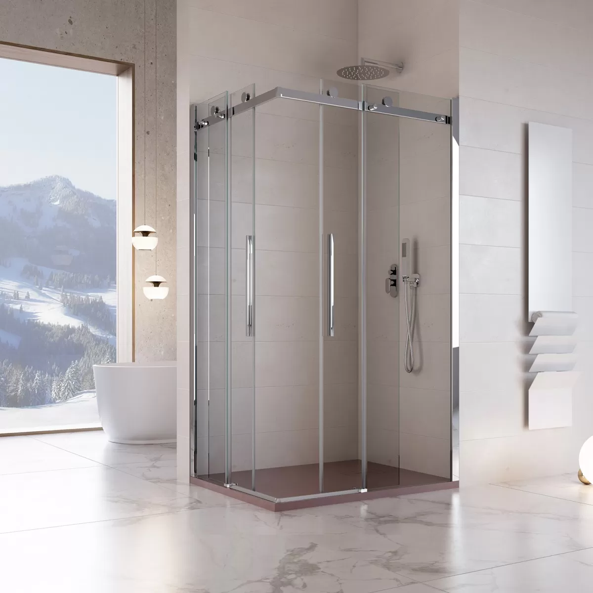 Cabine de Douche Double Porte Coulissante 8mm Clair Anti-calcaire