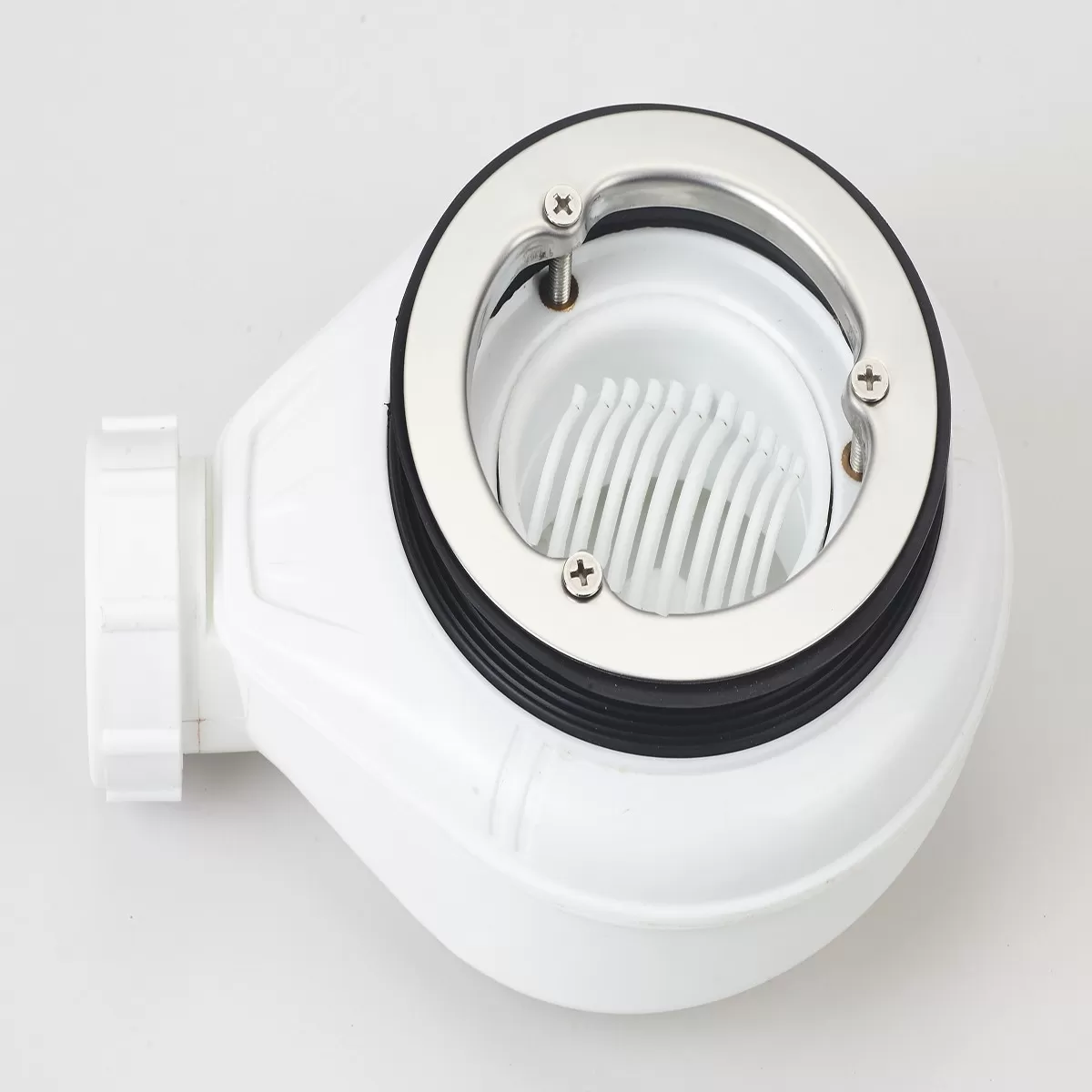 Piatto Doccia Mineralmarmo Nero con Griglia Laterale Inox Moon