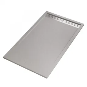 Piatto Doccia Mineralmarmo Grigio Chiaro Griglia Laterale Inox Moon