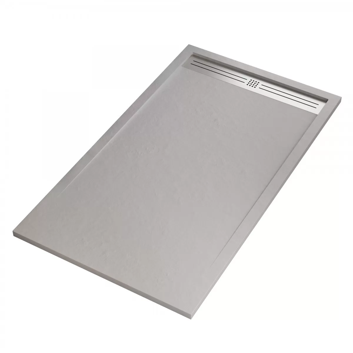Piatto Doccia Mineralmarmo Grigio Chiaro Griglia Laterale Inox Moon