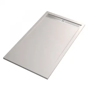 Receveur de douche en marbre minéral blanc Grille latérale en acier inoxydable Moon
