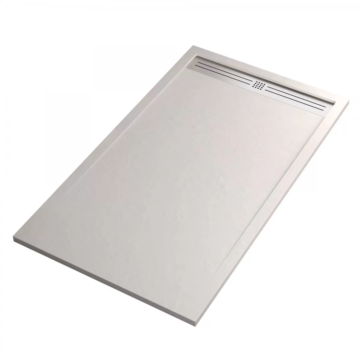 Receveur de douche en marbre minéral blanc Grille latérale en acier inoxydable Moon