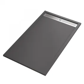 Piatto Doccia Mineralmarmo Antracite Griglia Laterale Inox Moon