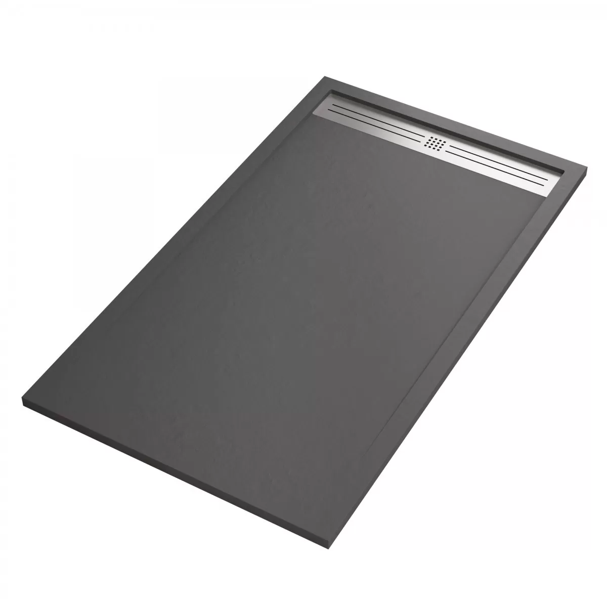 Piatto Doccia Mineralmarmo Antracite Griglia Laterale Inox Moon