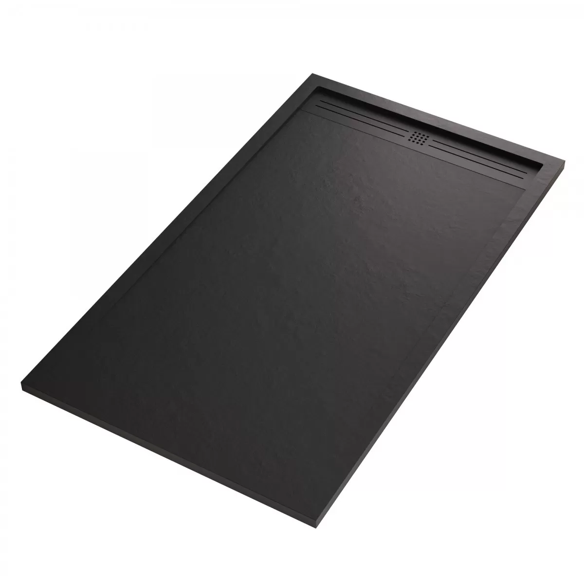Piatto Doccia Mineralmarmo Griglia Laterale Nero Sun