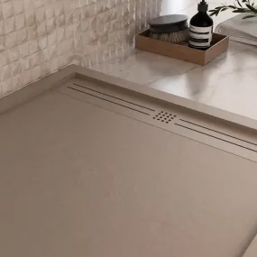 Receveur de douche en marbre minéral Moka Sun Side Grid
