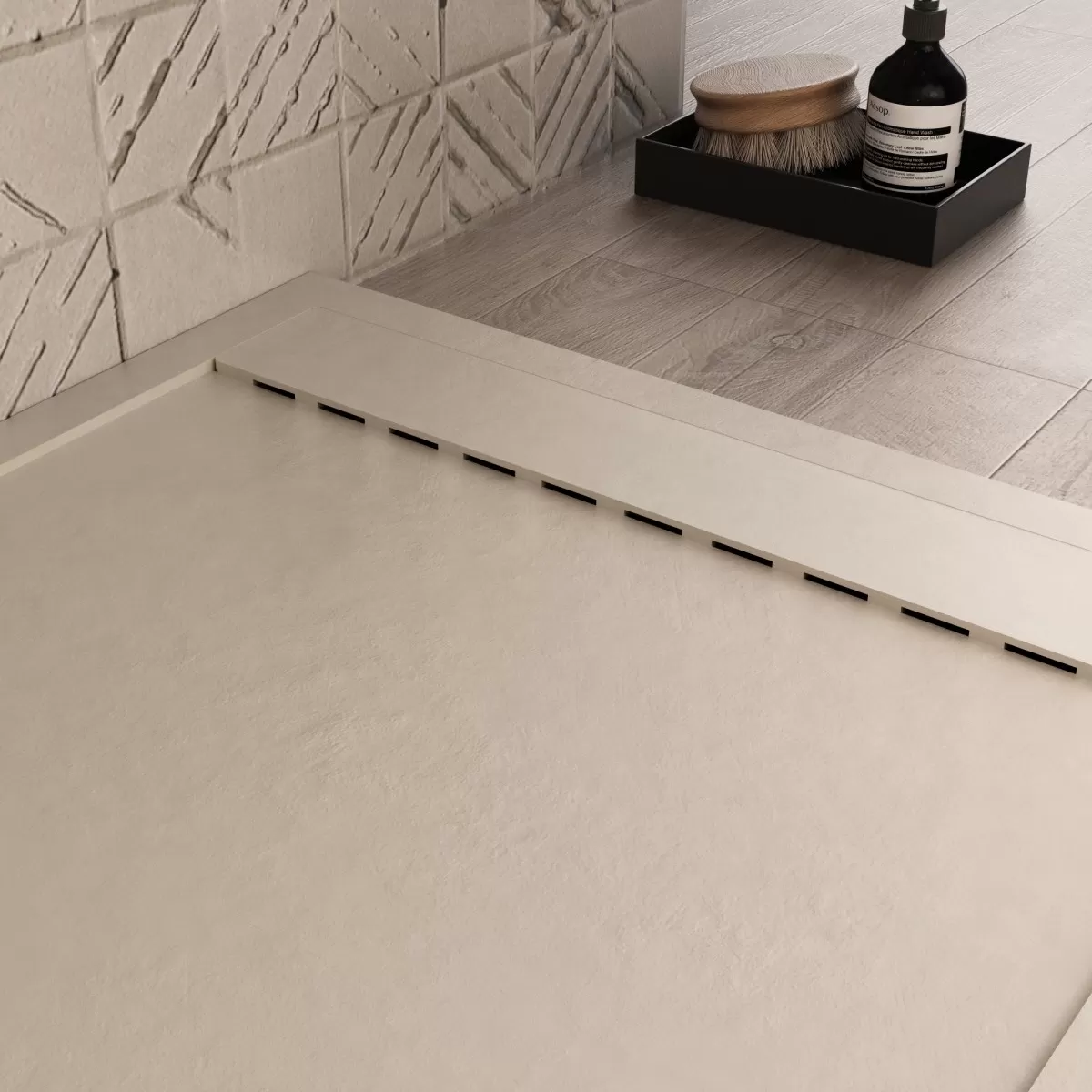 Piatto Doccia Mineralmarmo Griglia Laterale Crema Unique