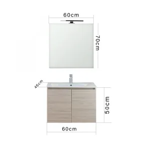 Meuble de salle de bain suspendu en bois clair 60cm