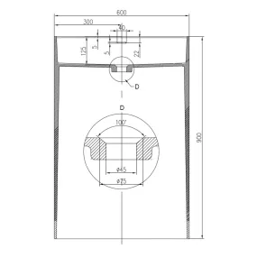 Lavabo carré sur pied en résine de pierre blanche