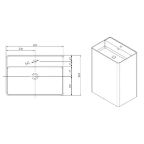 Lavabo Freestanding Quadrato in Resina Bianca Stone 