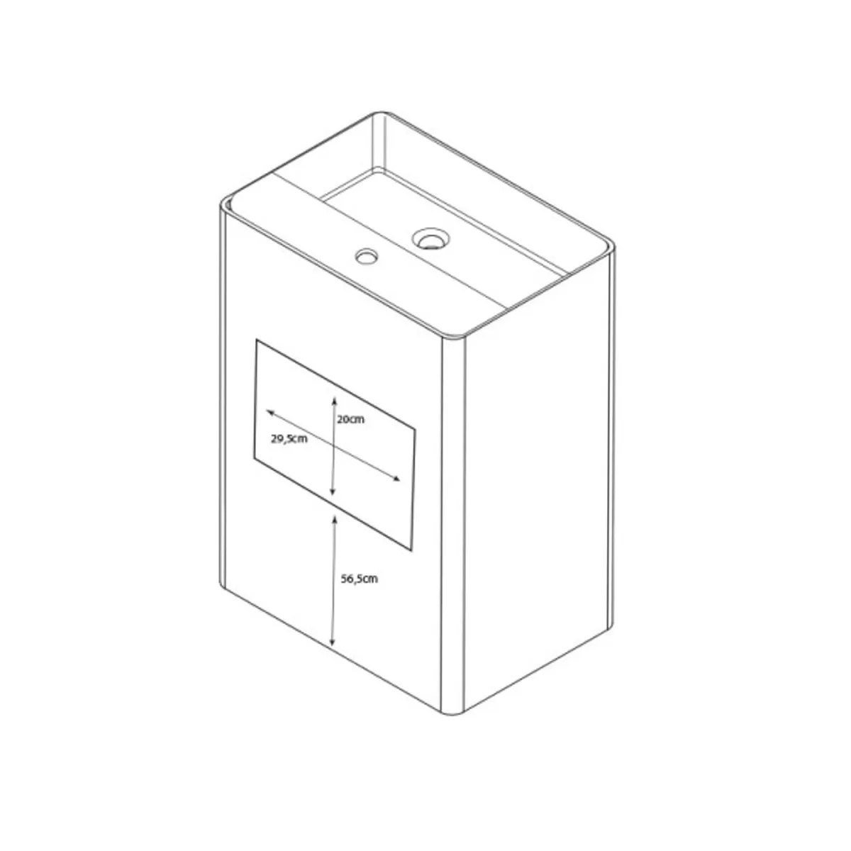 Lavabo Freestanding Quadrato in Resina Bianca Stone 