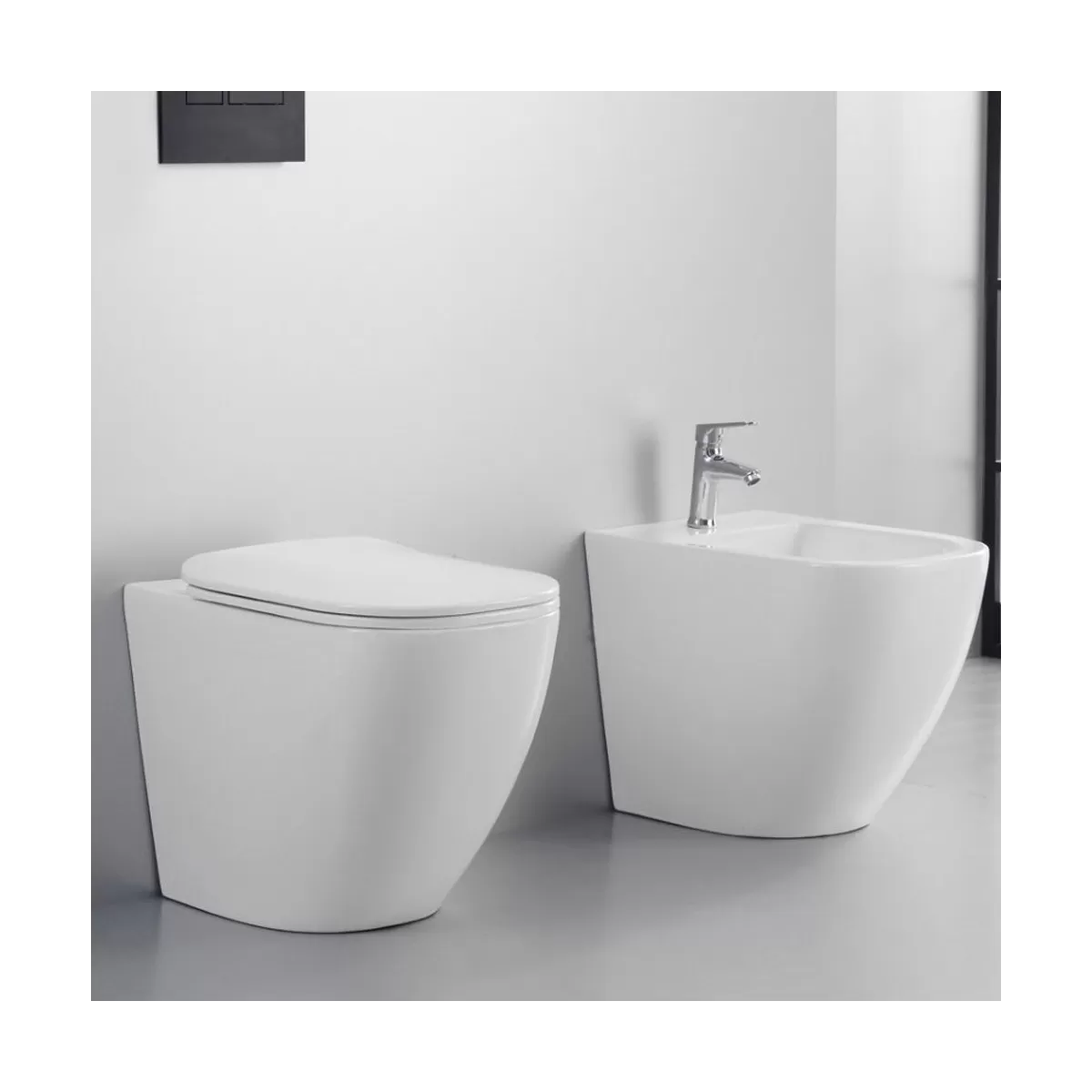 WC et bidet à poser JOLLY en céramique blanche