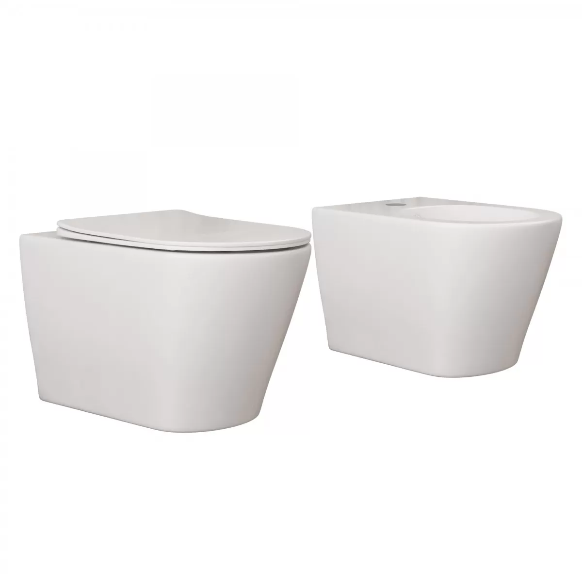 WC e Bidet OCEAN Sospesi in ceramica di colore bianco