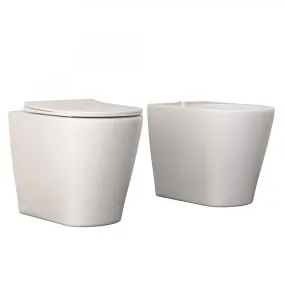 OCEAN WC et bidet adossés au mur en céramique blanche