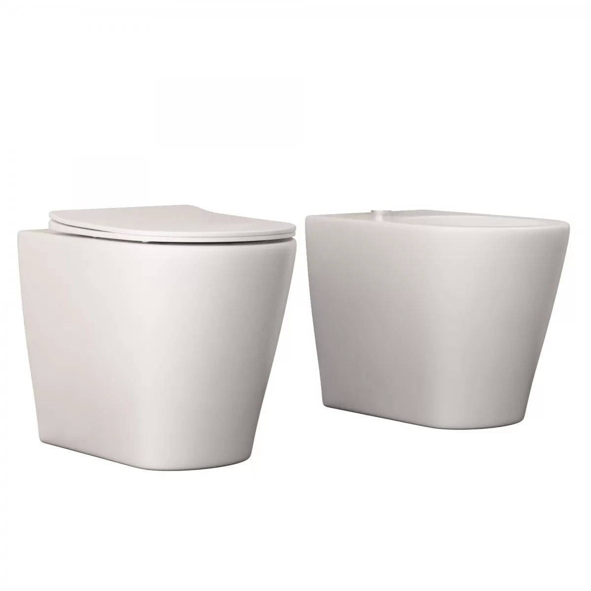 OCEAN WC et bidet adossés au mur en céramique blanche