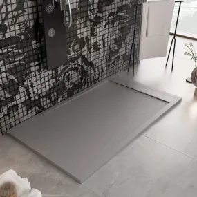 Receveur de douche en marbre minéral Grille latérale gris clair