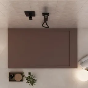 Receveur de douche unique en marbre minéral à grille latérale marron