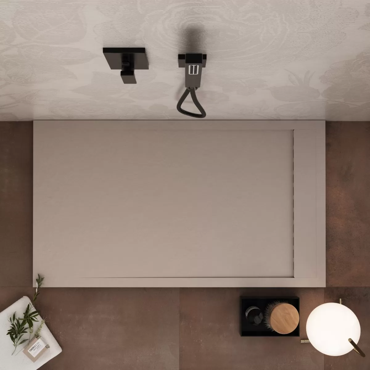 Receveur de douche Mineralmarmo Grille latérale sable unique