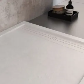 Receveur de douche en marbre minéral White Sun Side Grid