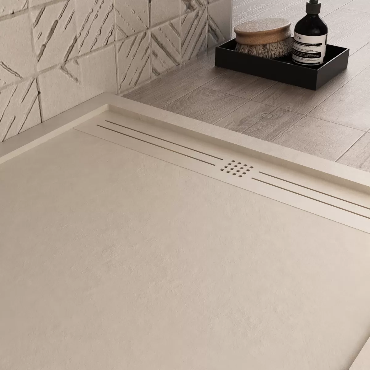 Receveur de douche Mineralmarmo Crème solaire Grille latérale