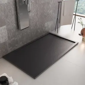 Receveur de douche en marbre minéral Black Sun Side Grid