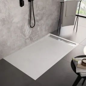 Receveur de douche en marbre minéral blanc Grille latérale en acier inoxydable Moon