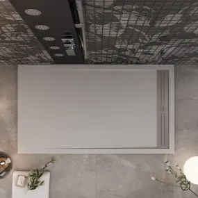 Piatto Doccia Mineralmarmo Grigio Chiaro Griglia Laterale Inox Moon