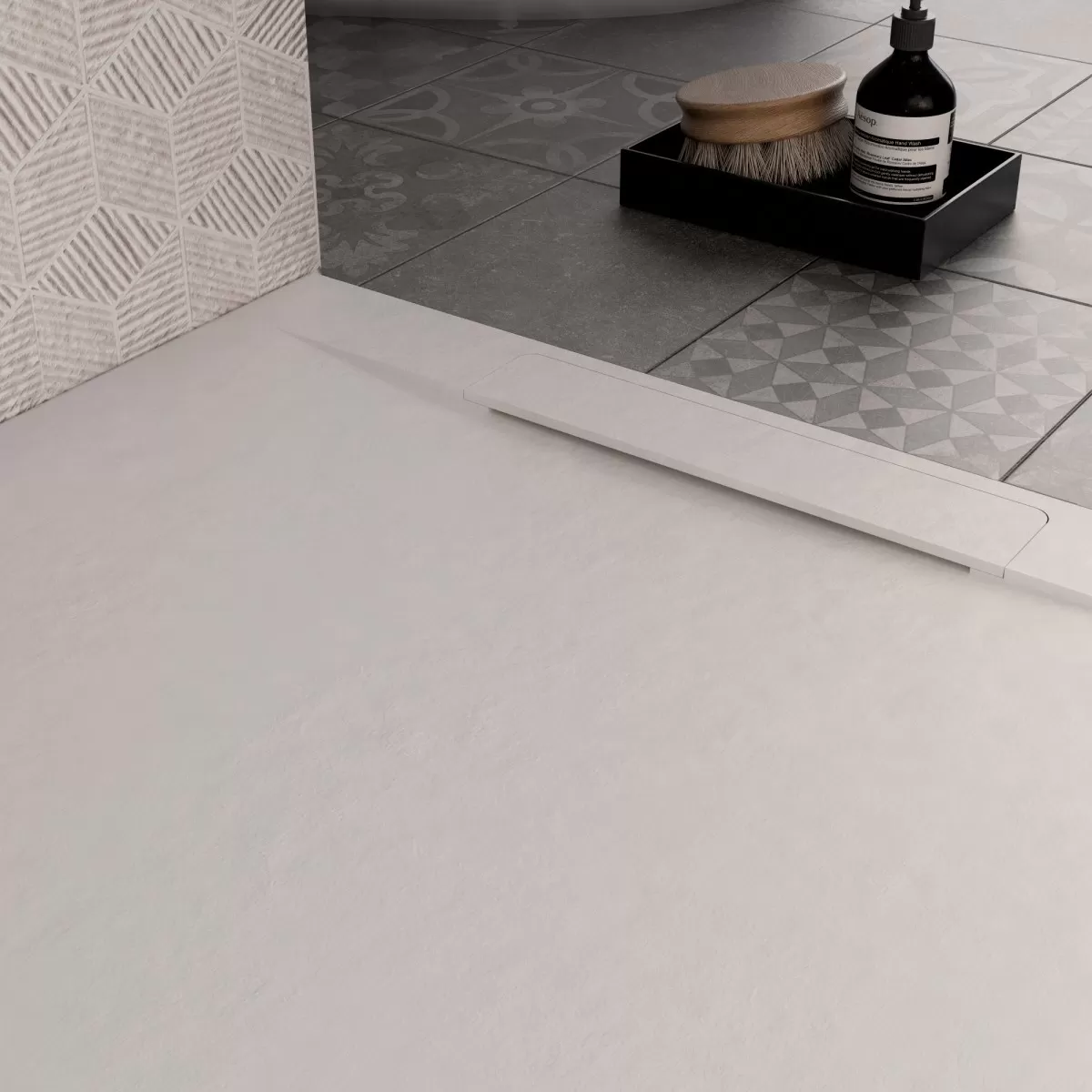 Piatto Doccia Mineralmarmo effetto Pietra Ardesia Bianco Venice