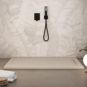 Duschwanne aus Mineralmarmor VENEDIG mit Steineffekt Farbe Creme