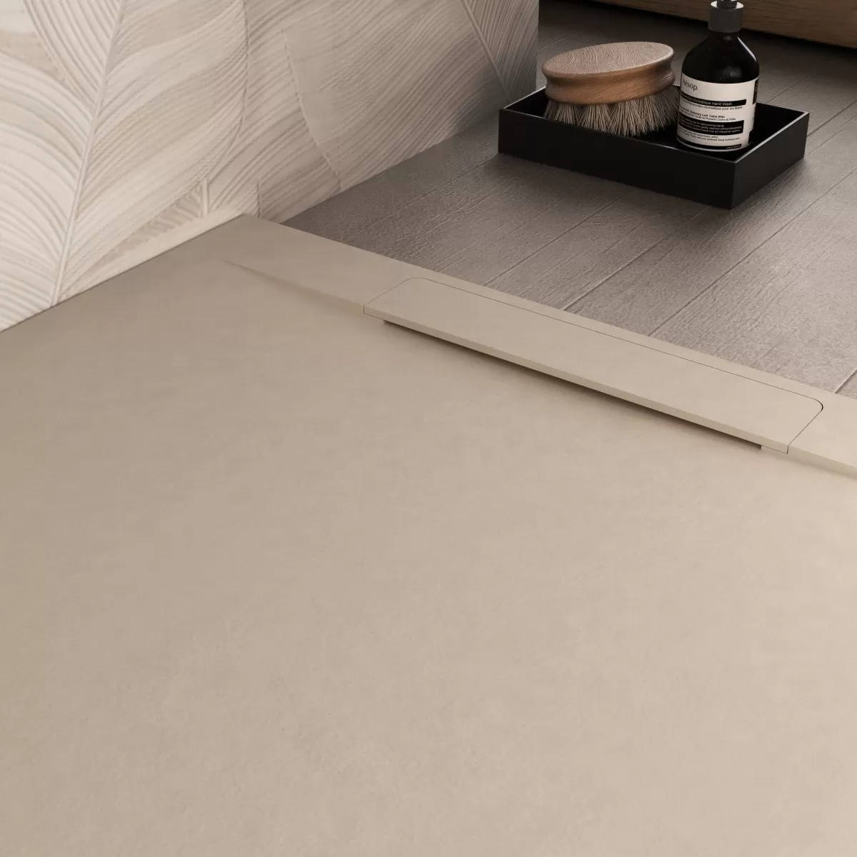 Duschwanne aus Mineralmarmor VENEDIG mit Steineffekt Farbe Creme