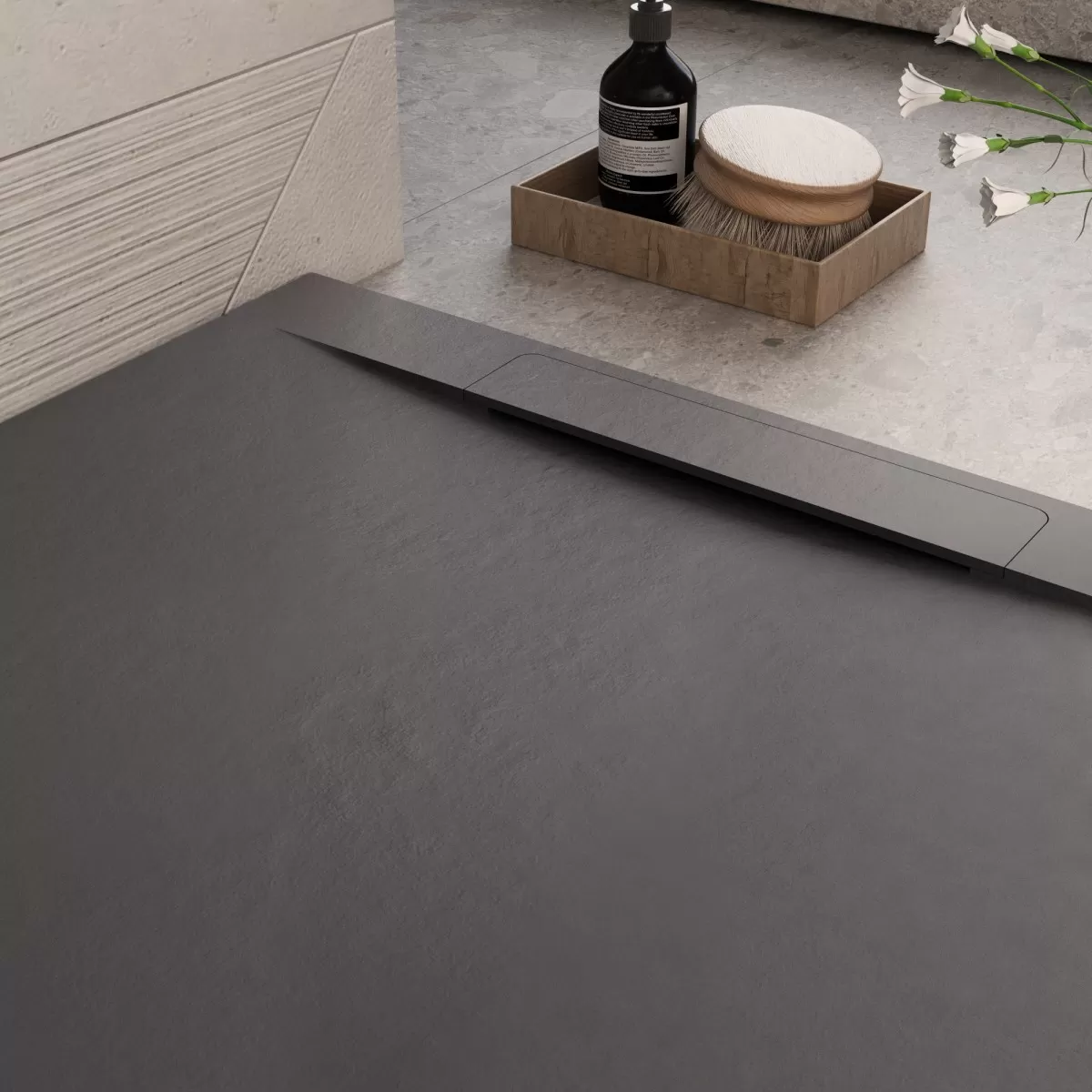 Piatto Doccia Mineralmarmo effetto pietra colore Nero Venice